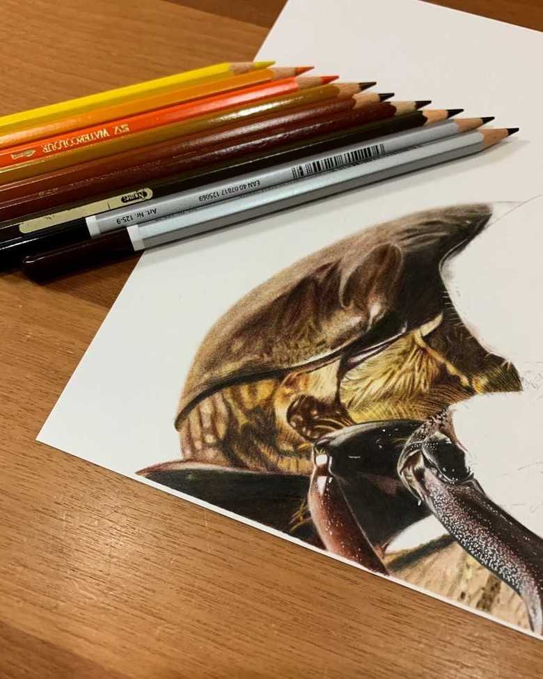 制作途中のカブトムシの絵
