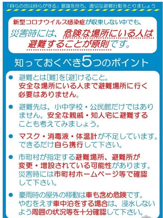 内閣府から出された避難の指針（内閣府HPより）