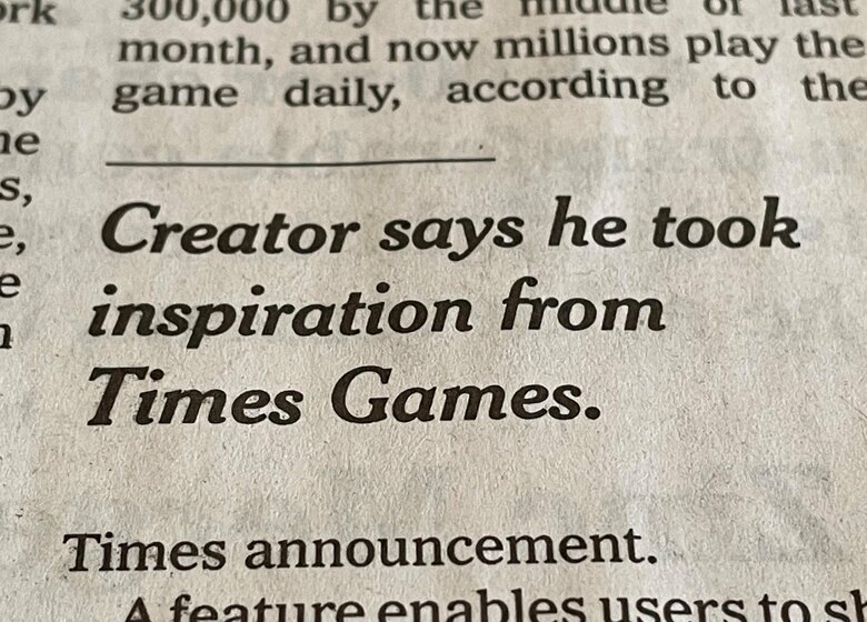 2月1日付紙面「作者はNYTのゲームから発想を得た」