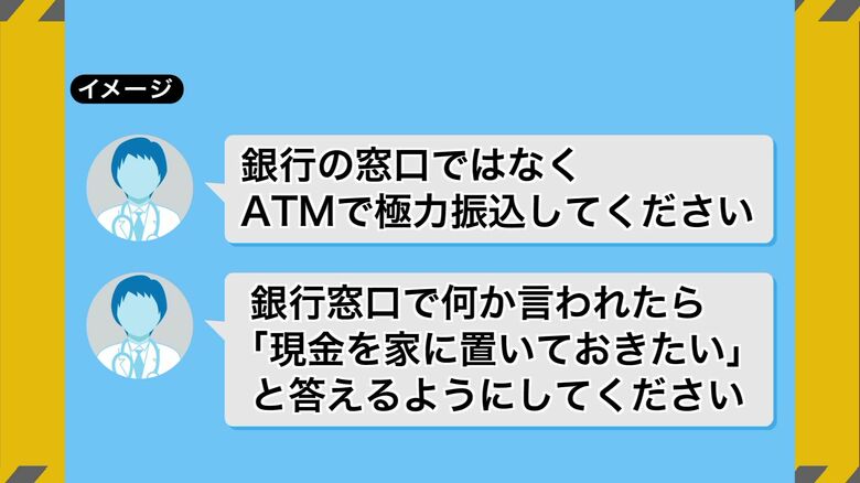 振り込みを指示するメッセージ（イメージ）