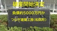 【破産開始】一戸建てなど手がける建築工事業「つなぎ建築工房」破産開始　負債約５０００万円か【岡山】