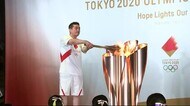 聖火リレー 初日のゴール 久慈市でセレモニー 到着祝う<岩手県>