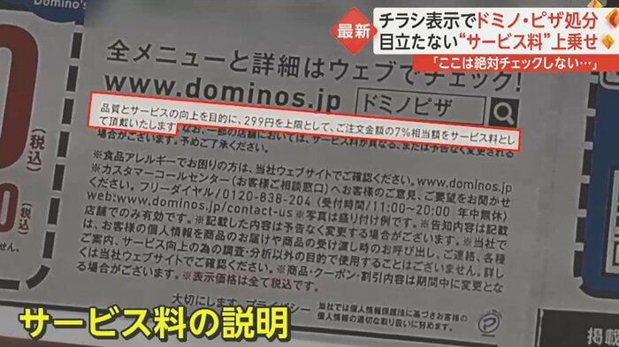 チラシ裏側の目立たないところに記載