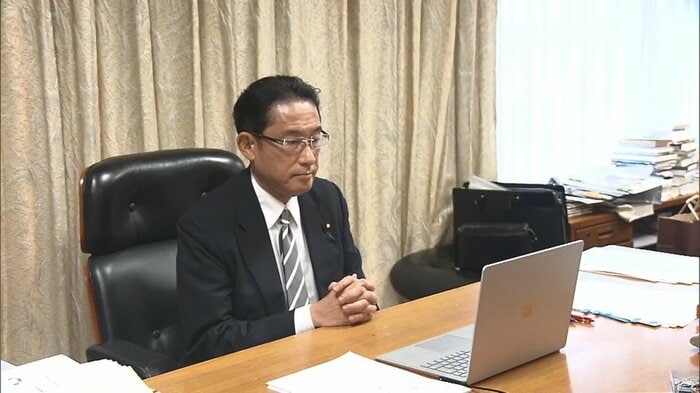 広島県の党の会合には中継で出席