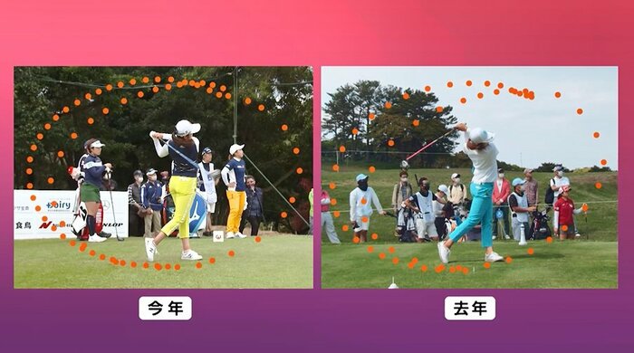 稲見の去年と今年のスイングの違い