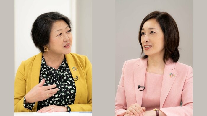 (左)国連広報センター所長 根本かおるさん (右)フジテレビCSR・SDGs推進室 木幡美子