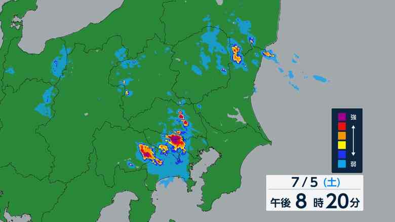 埼玉・川越市付近で1時間に約100mmの猛烈な雨 記録的短時間大雨情報　関東甲信で大気の状態が非常に不安定に｜FNNプライムオンライン