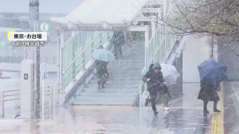 東京都心で1cmの積雪観測…予想外“春の雪”各所で雪景色　“開かずの踏切”では20人以上すり抜けも　桜開花は24日の見通し｜FNNプライムオンライン