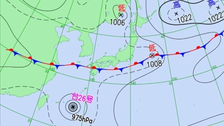 天気図（予想）27日午前9時　気象庁HPより