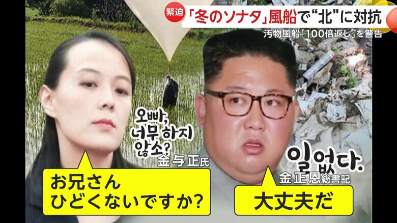 韓国の脱北者団体が北朝鮮へ向けて飛ばした風船につけられたビラ