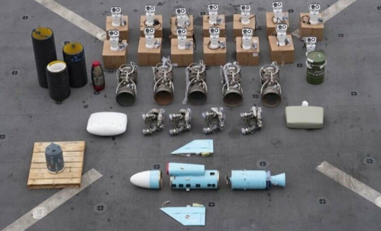 イランがフーシ派に供与しようとしたイラン製の武器。2024年1月に米中央軍が押収した。