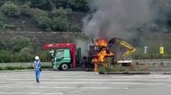 【速報】新名神・宝塚北SAで積み荷の重機が燃える火事　併設のスマートICが一時通行止め…現在は復旧　けが人なし　兵庫・宝塚市