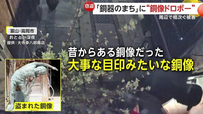 問題の銅像と犯行の様子
