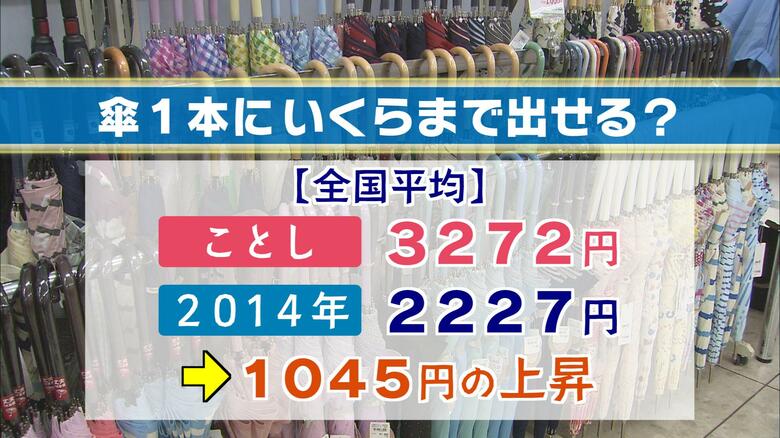 「傘1本にいくら出せる？」全国平均3272円　約10年で1000円以上アップ　男性の日傘利用も大幅増｜FNNプライムオンライン