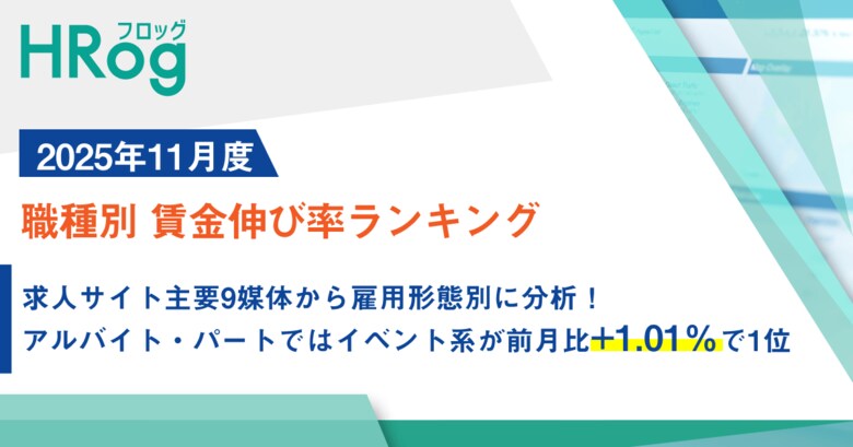 求人サイト主要9媒体から雇用形態別に分析！アルバイト・パートではイベント系が前月比+1.01％で1位【2025年11月度 職種別 賃金伸び率ランキング】