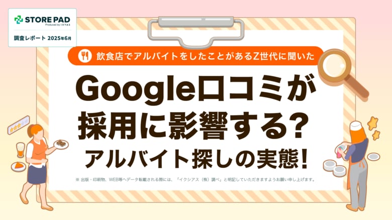 調査レポート公開「飲食店でアルバイトをしたことがあるZ世代に聞いた!Google口コミが採用に影響する? アルバイト探しの実態」