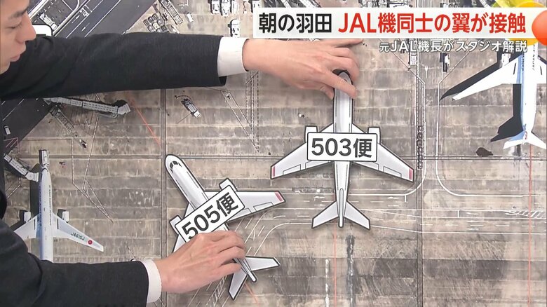 日本航空機同士の翼が接触する事故当時の飛行機の動き④