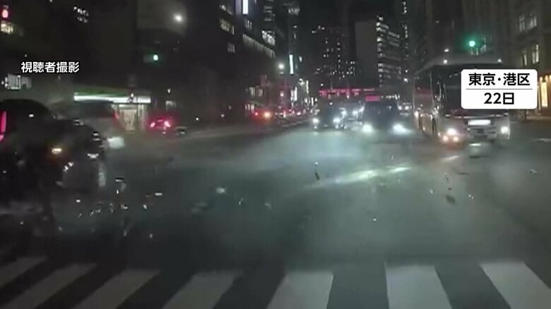 衝突する瞬間を捉えたドライブレコーダー映像