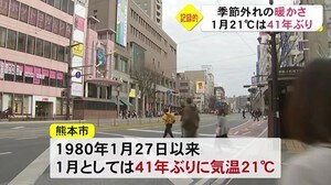 熊本県内記録的暖かさ 熊本市で21度は41年ぶり