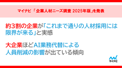 マイナビ「企業人材ニーズ調査 2025年版」を発表