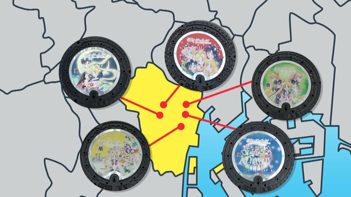 セーラームンのマンホールが配置している港区の5箇所