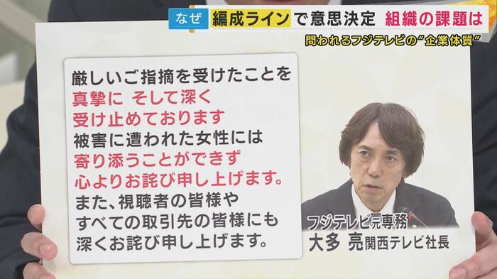 "編成ライン"の中の1人 大多亮フジテレビ元専務のコメント
