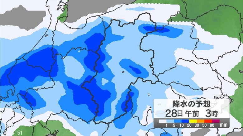 「警報級の大雨」の可能性　長野県で大気の状態が非常に不安定　24時間予想降水量は中部・南部150ミリ、北部120ミリ（28日午後6時まで・多い所で）｜FNNプライムオンライン