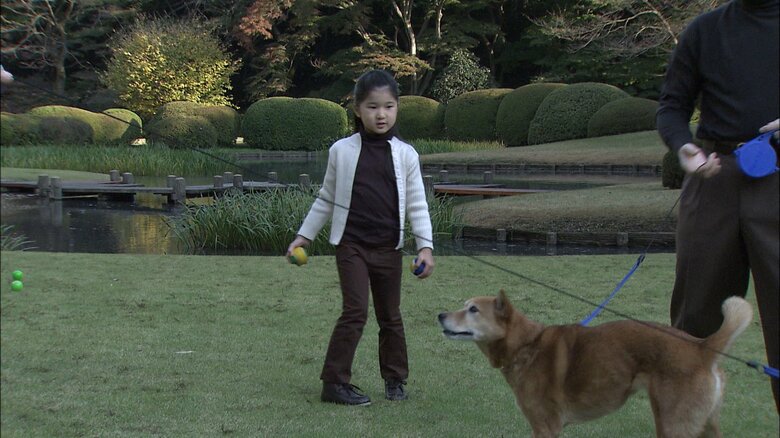 ピッピとまりと一緒に遊ぶ愛子さま 2007年11月 宮内庁提供