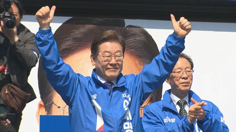 選挙戦最初の演説を行った「共に民主党」の李在明氏