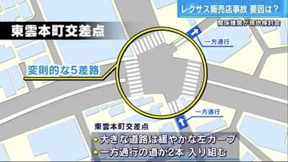 直線に見える緩やかなカーブ」が要因 レクサス店舗へ大型車両突っ込む