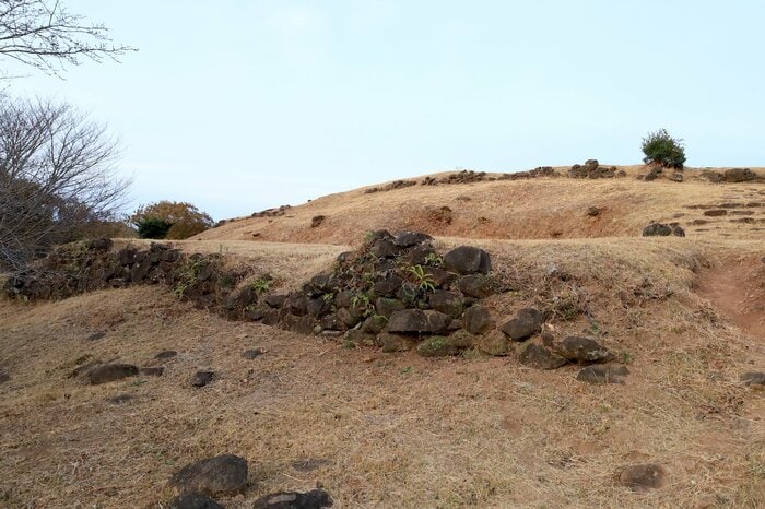 斜面に幾重にも築かれた石垣