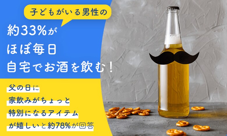 子どもがいる男性の約33%がほぼ毎日自宅でお酒を飲む！父の日に「家飲みがちょっと特別になるアイテム」が嬉しいと約78%が回答