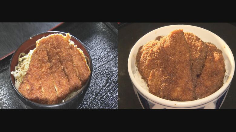 左：「明治亭」のソースかつ丼、右：「敦賀ヨーロッパ軒」のソースカツ丼