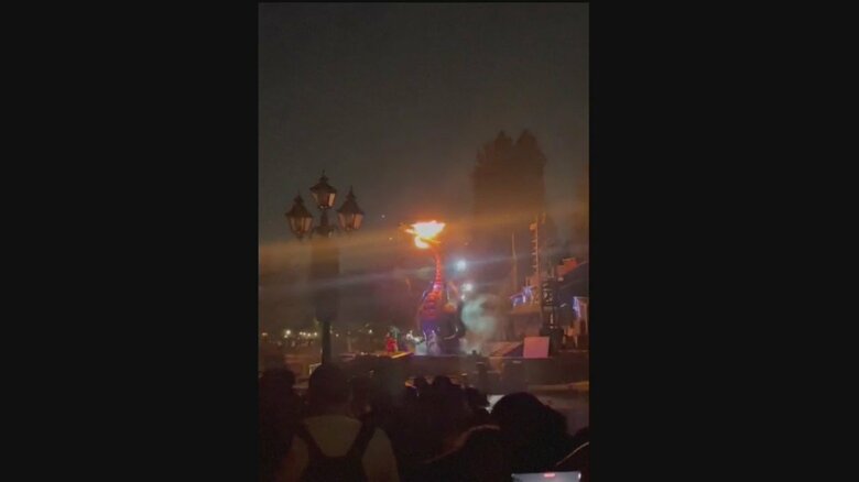 炎上したドラゴン（米カリフォルニア　ディズニーランド・パーク 22日）