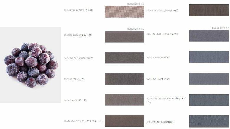 「ブルーベリー」カラーバリエーション