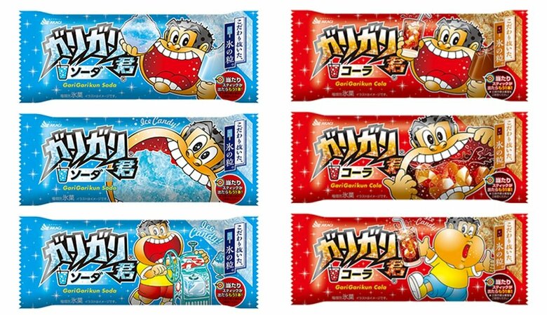 左：ガリガリ君「ソーダ」2023年　右：ガリガリ君「コーラ」2023年