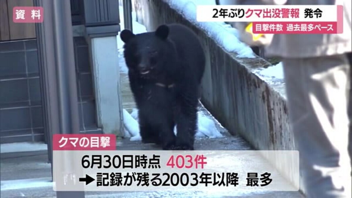 クマ出没／山形】2年ぶり「クマ出没警報」発令 目撃件数403件は