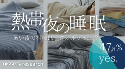 「真夏の睡眠」調査続報:寝苦しい熱帯夜での就寝実態と理想の寝具について、3,000人以上に調査!今年はサラっとしたタオルケットで、快適な睡眠環境にしませんか。