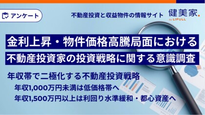 金利上昇・物件価格高騰局面における『不動産投資家の投資戦略に関する意識調査』を健美家が実施