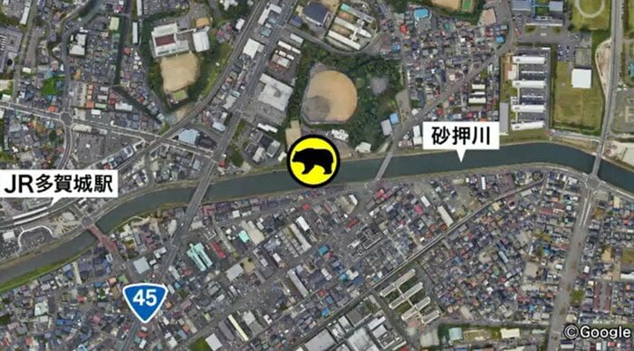 “クマ”の目撃情報が寄せられた周辺地図 住宅街が広がる