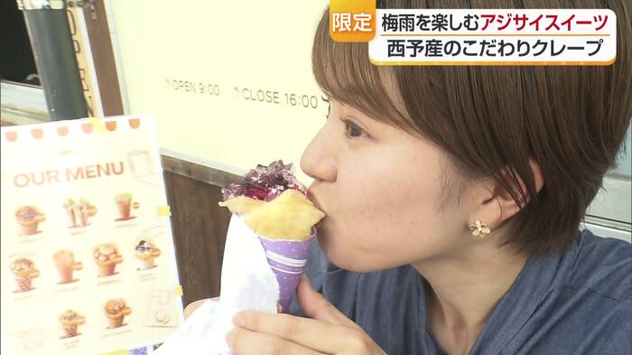 引き立てるブルーベリーはアジサイ色のゼリー