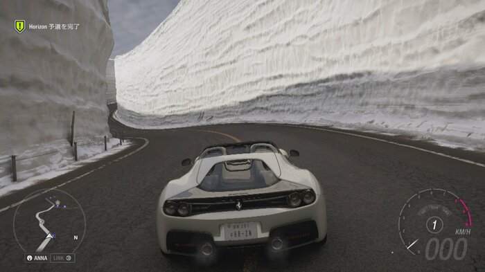 『Forza Horizon 6』に登場した「雪の大谷」のコース