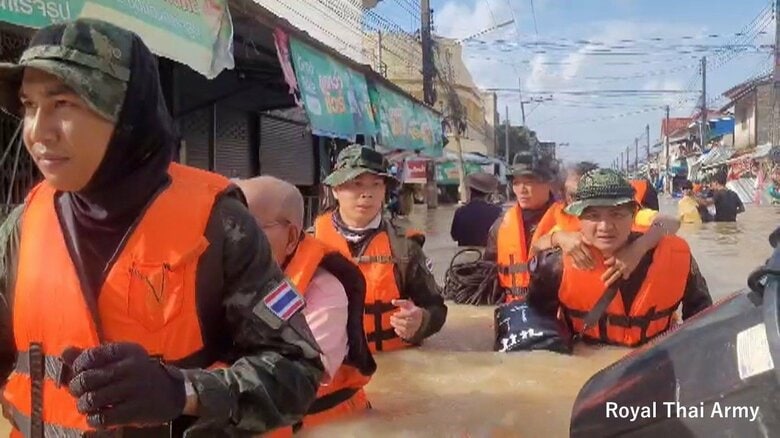 タイ南部大規模洪水　死者145人に…被災者350万人以上　無人になった店舗や立ち往生の貨物列車からの窃盗も｜FNNプライムオンライン