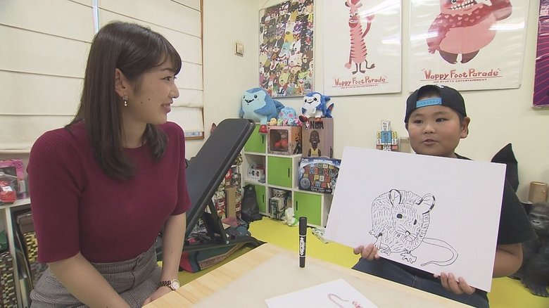 ゴンタ君と沖縄テレビ・小林美沙希アナウンサー(2020年1月取材時)