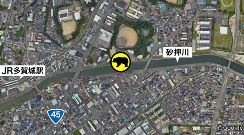 “クマ”の目撃情報が寄せられた周辺地図　住宅街が広がる