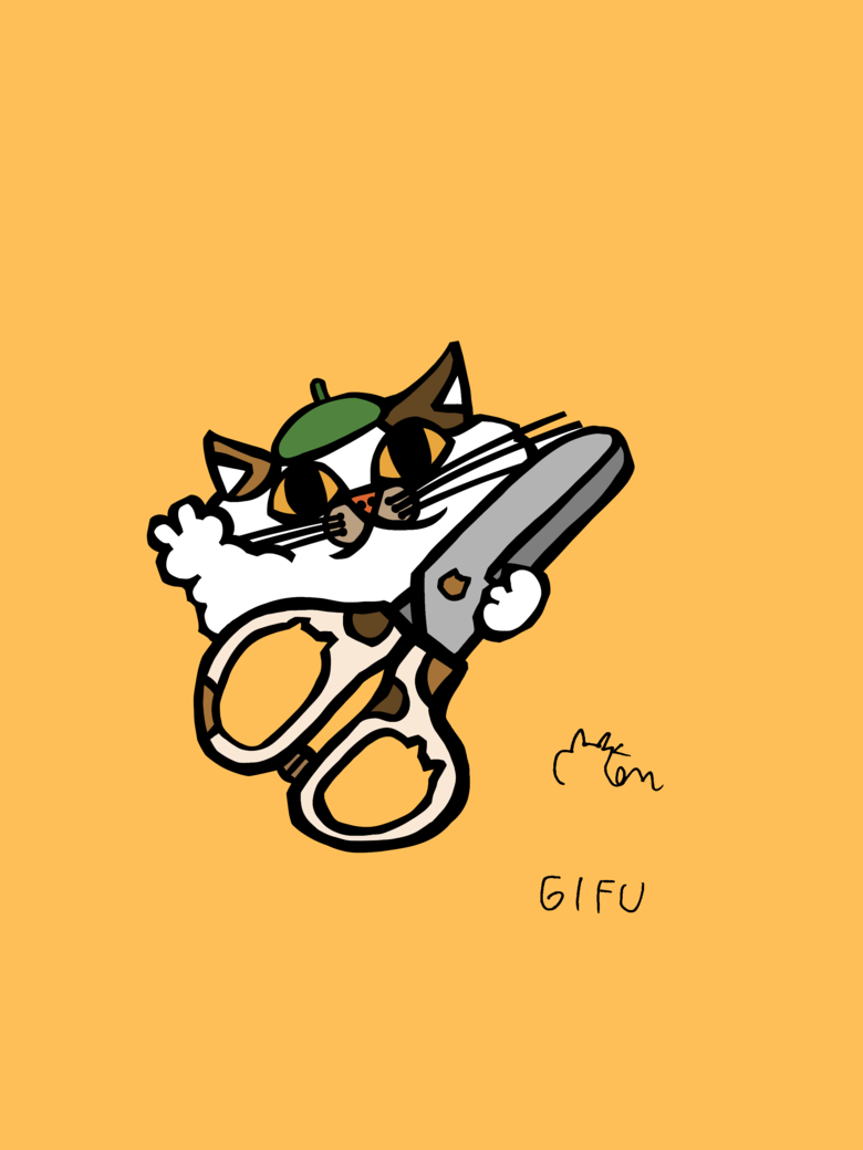 岐阜県のご当地ネコ（はさみネコ）