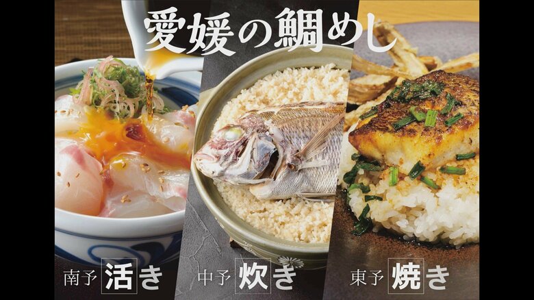 愛媛の３つの地域で違う鯛めしが味わえる