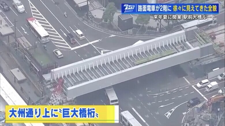 広島駅前の大洲通りをまたぐようにかかった巨大な橋桁
