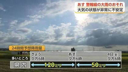 富山県に再び警報級大雨のおそれ　昼前から夕方にかけて「1時間に最大50ミリ」予想