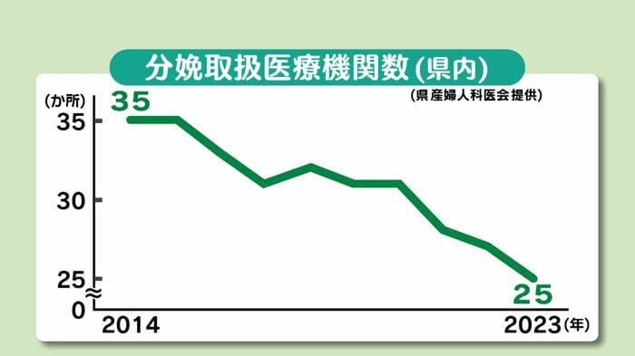 分娩取扱医療機関数(大分県内 県産婦人科医会提供)